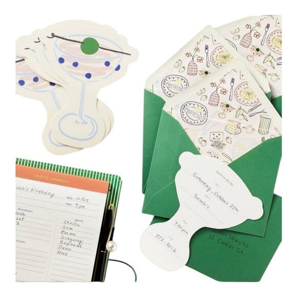 Kate Spade New York X Target 10 Ct Party Invitations With Envelopes Cream Green - Picture 5 of 5